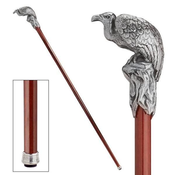 Design Toscano The Padrone Collection: Vulture Pewter Walking Stick PA290